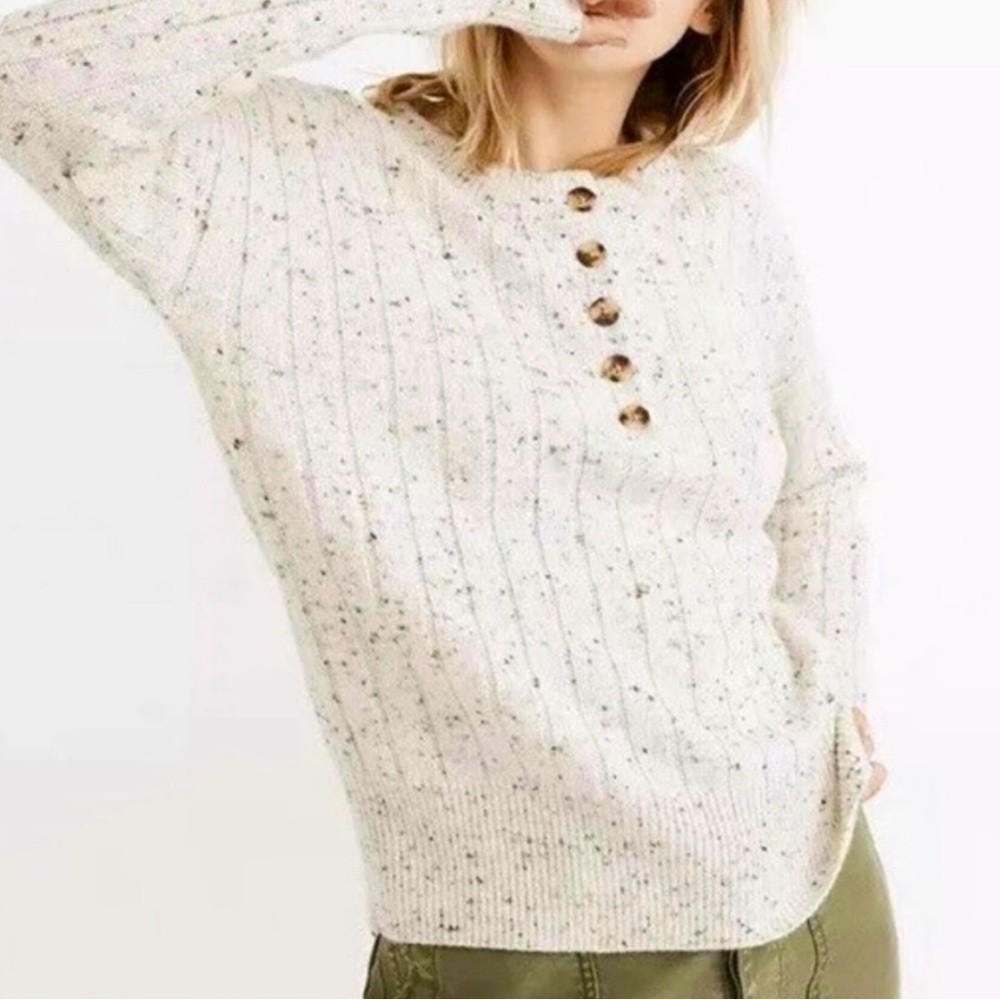 Madewell Donegal Bowden Henley Sweater in Coziest Yarn